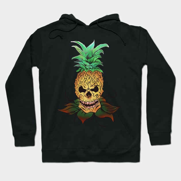 Pineapple Skull white and gray fade out Hoodie by Danispolez_illustrations